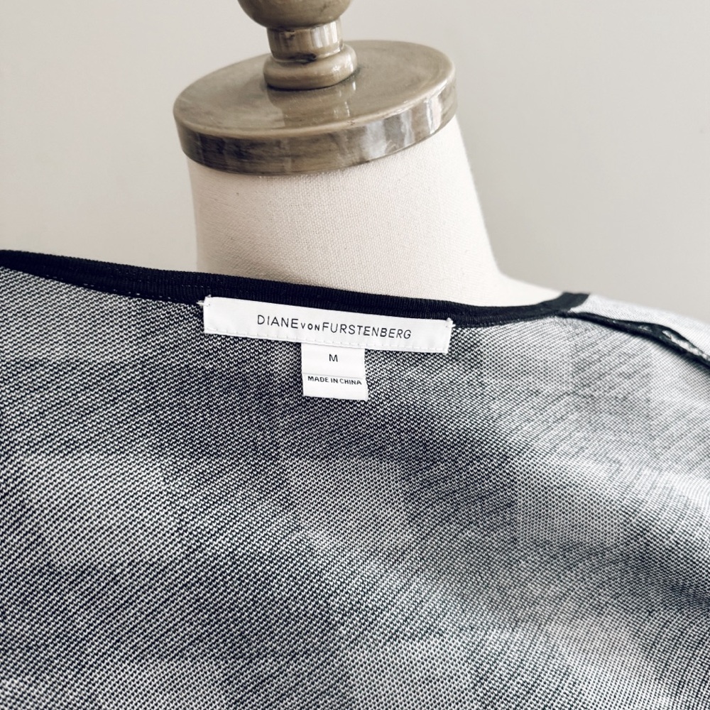 Diane Von Furstenberg Black and White Checked Wrap Sweater - Picture 9 of 9